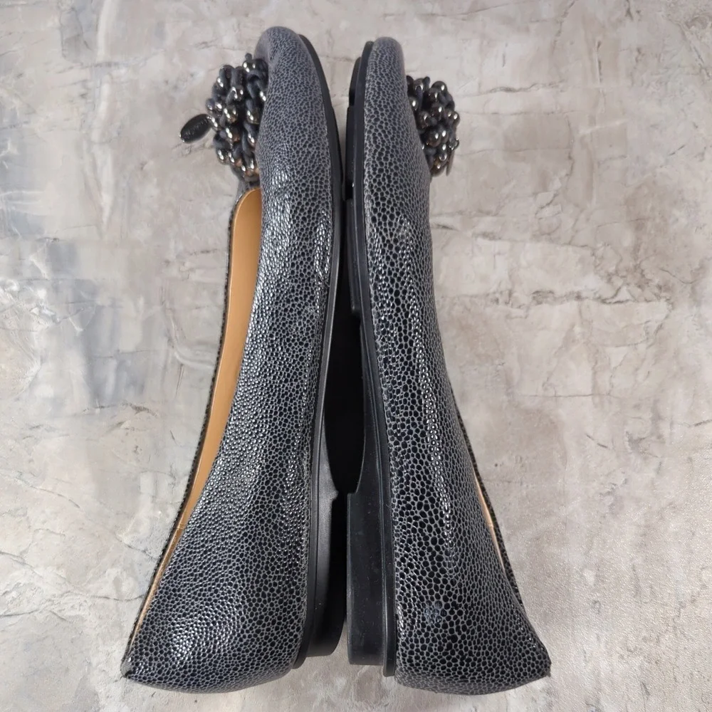 Calvin Klein Mackenzi Reptile Flat w/Cluster Bead Womens Sz 8.5 M‎